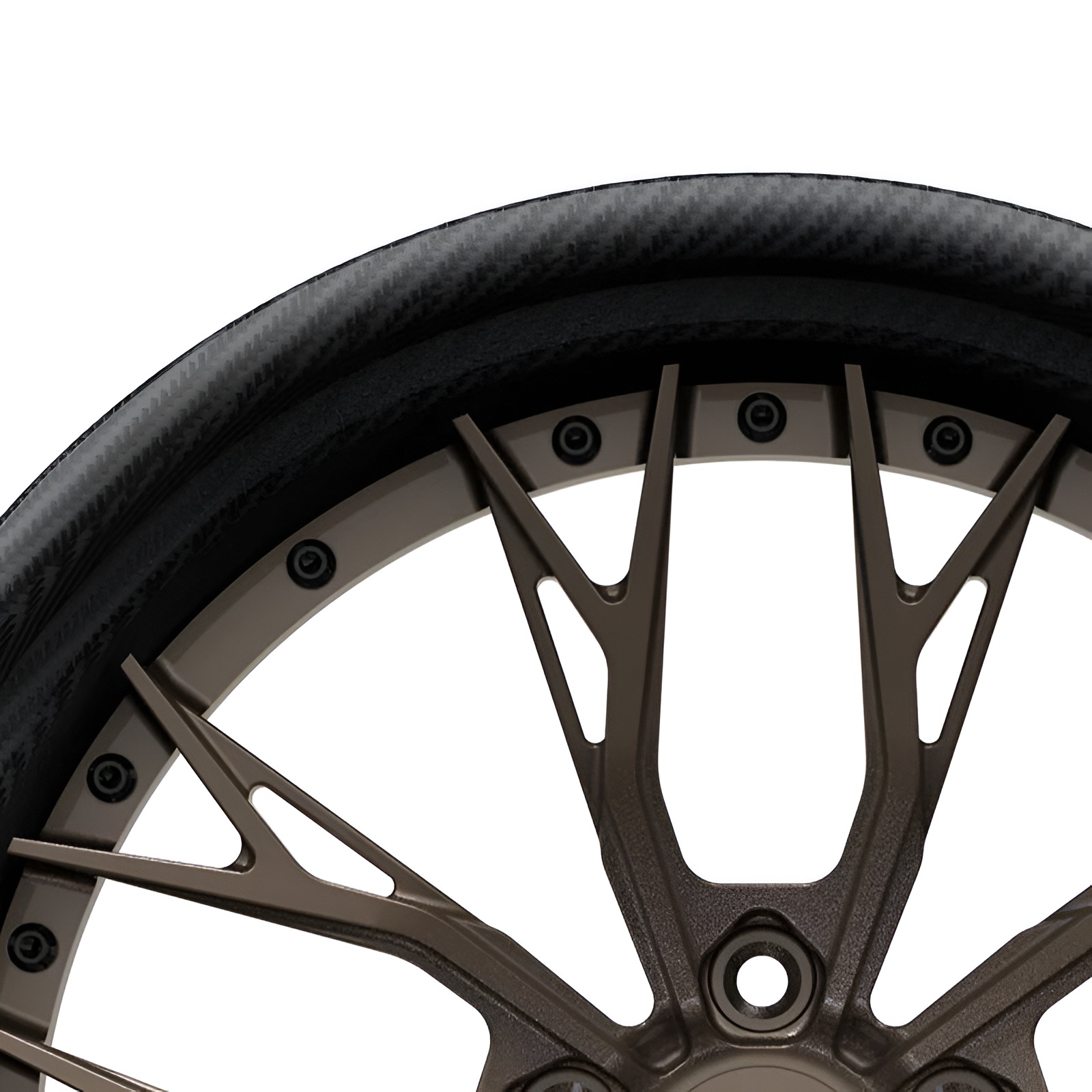 Bronze carbon barrel forged alloy wheel on white background