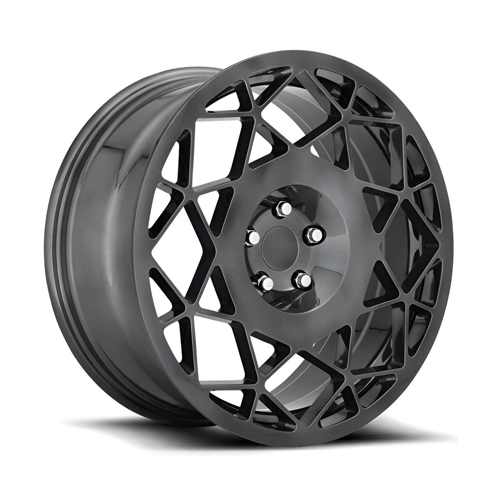 Grey multi spoke forged alloy wheel on white background