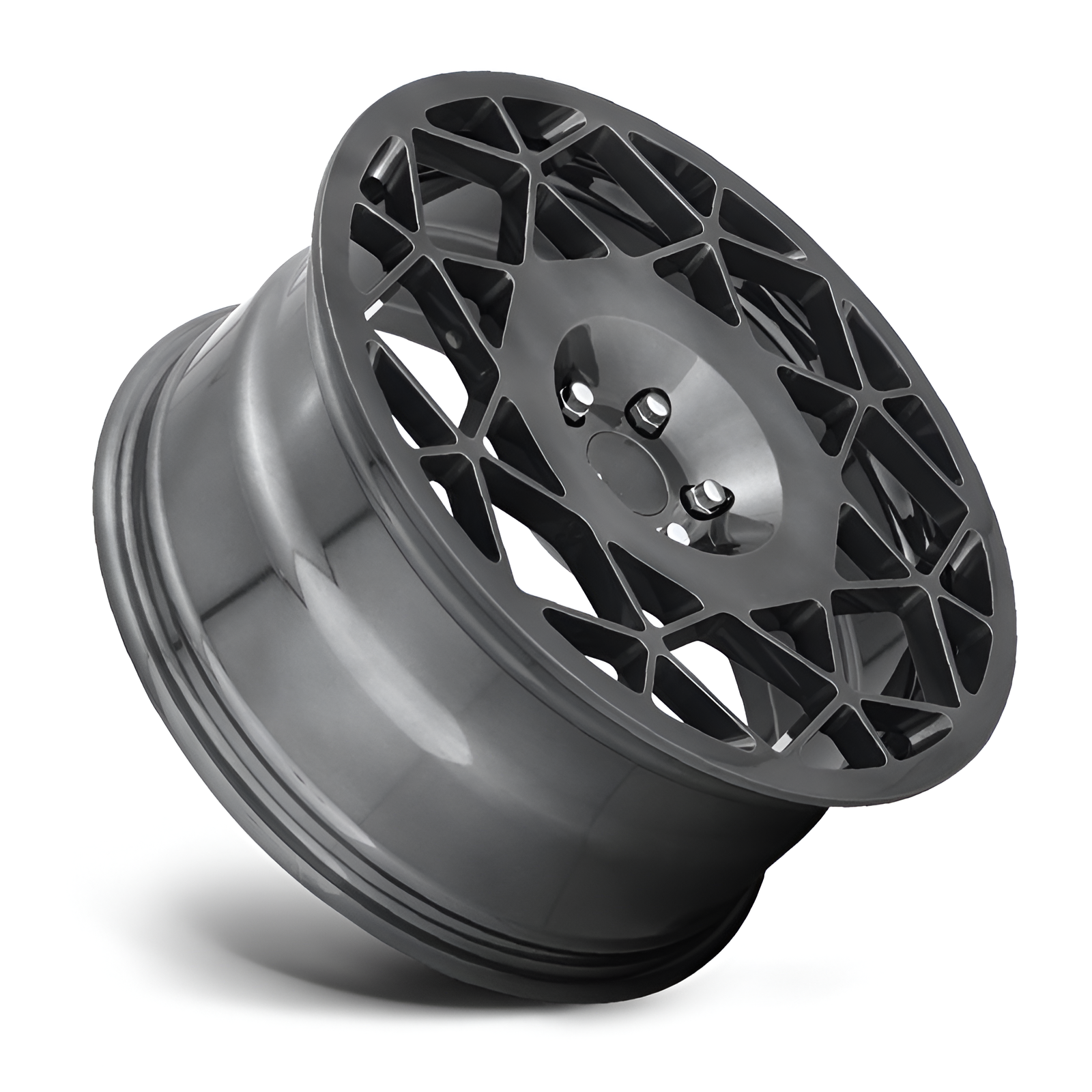 Grey multi spoke forged alloy wheel on white background