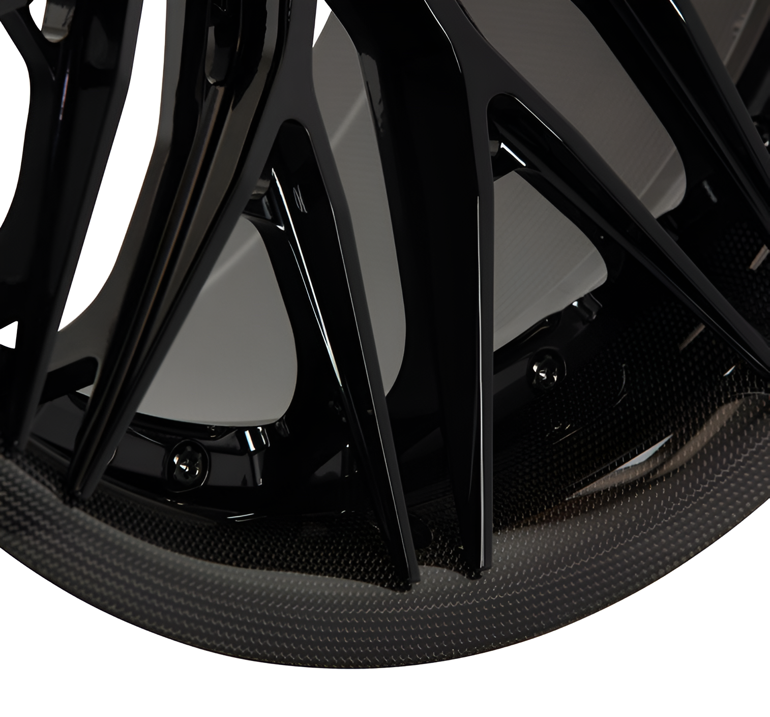 Black carbon barrel forged alloy wheel on white background