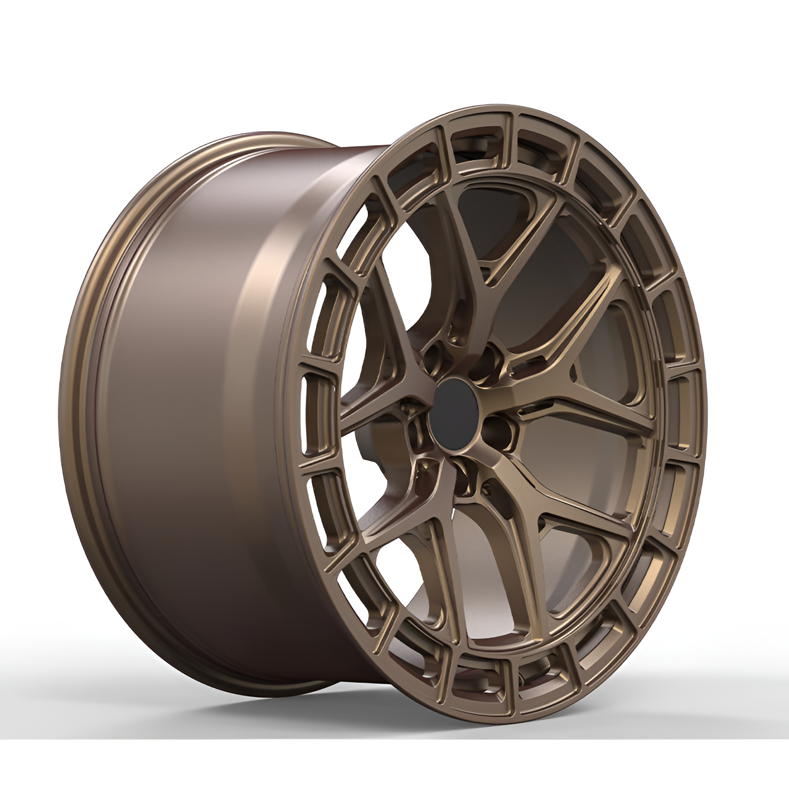 Bronze forged alloy wheel on white background