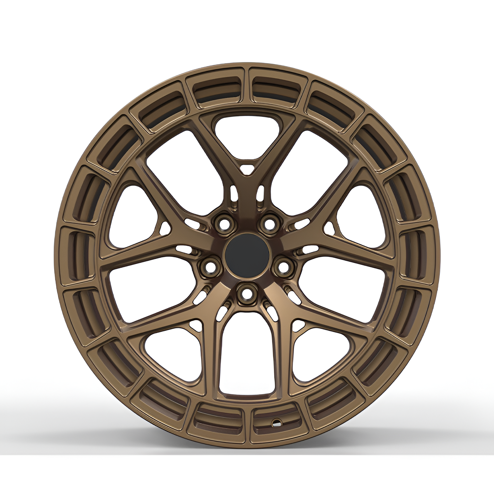 Bronze forged alloy wheel on white background