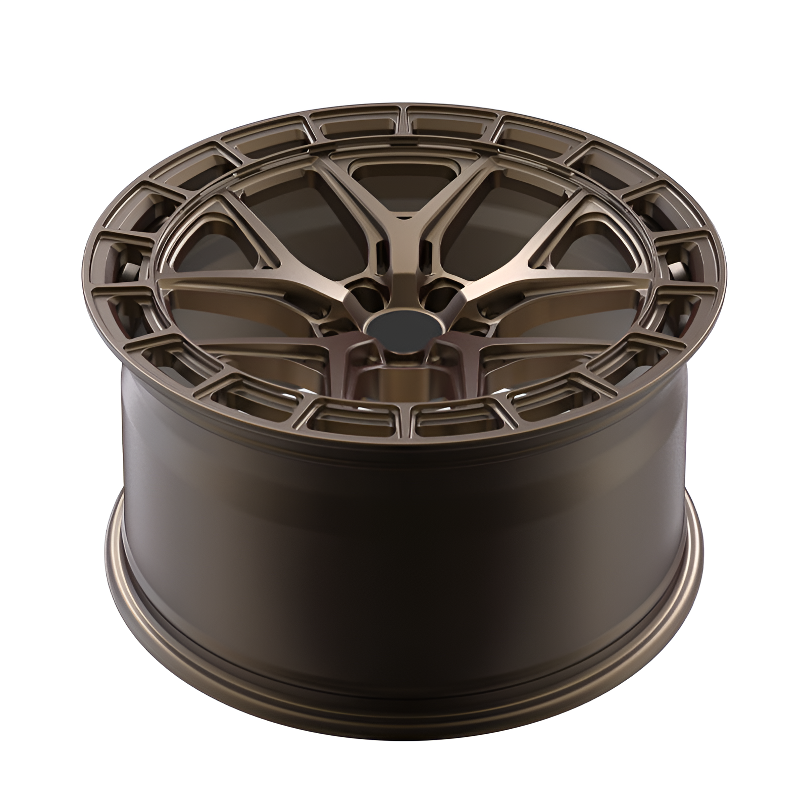 Bronze forged alloy wheel on white background