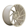 Gold 10 spoke forged alloy wheel on white background