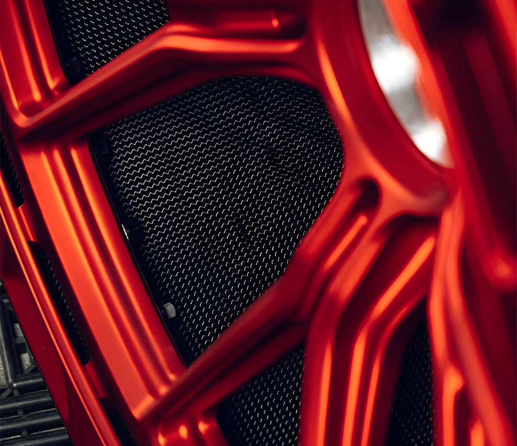 Red carbon barrel forged alloy wheel