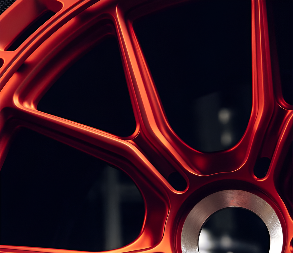Red carbon barrel forged alloy wheel